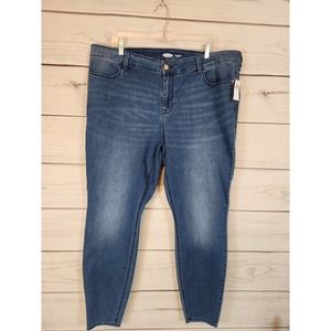 Old‎ Navy Women's Blue Cotton Stretch Mid Rise Super Skinny Jeans Size 20 NWT